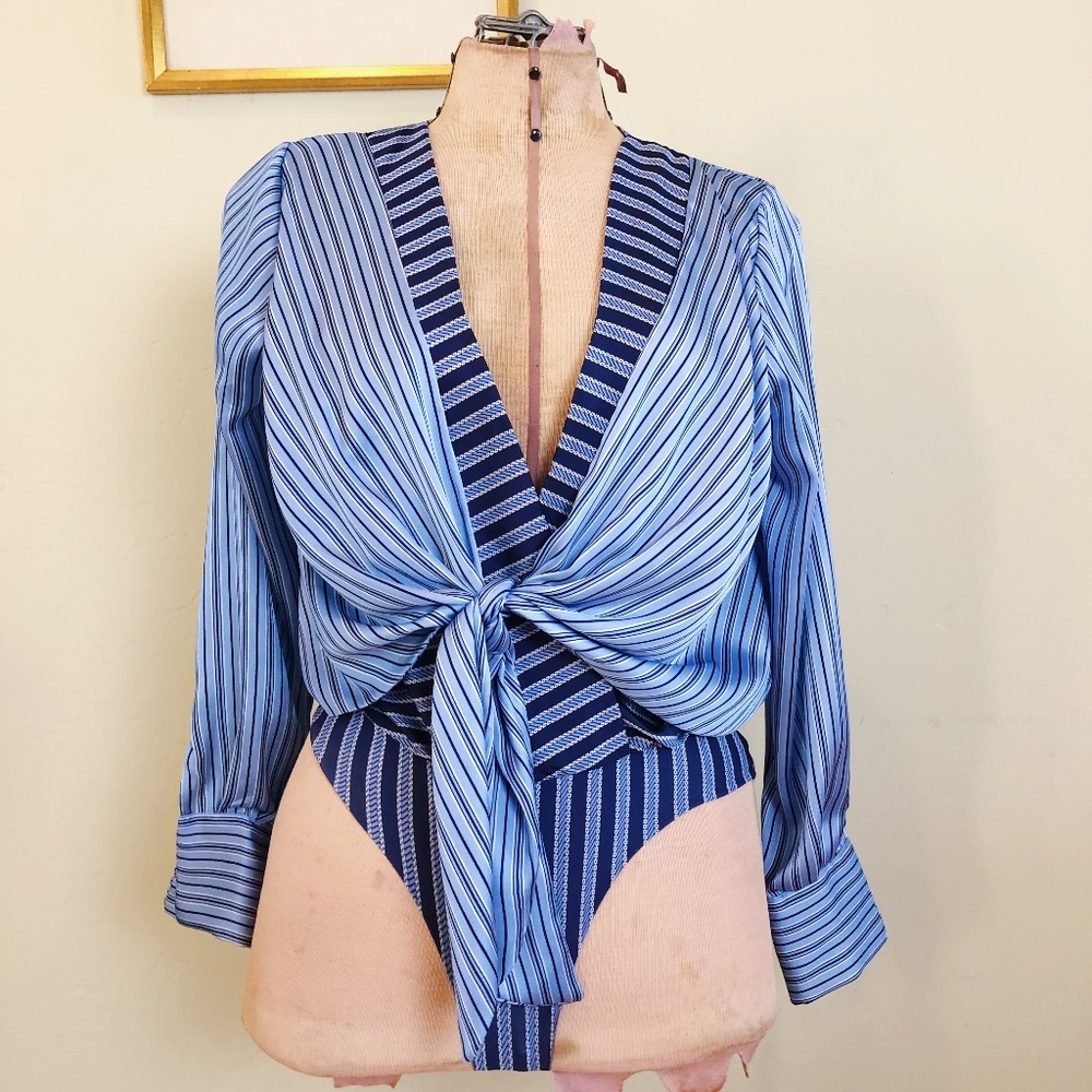 Blue Striped Zara Body Suit